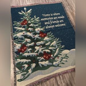 Vintage Cardinal Christmas Throw Blanket